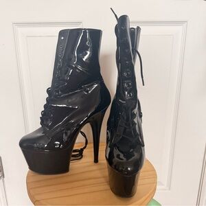 Pleaser patent leather boots